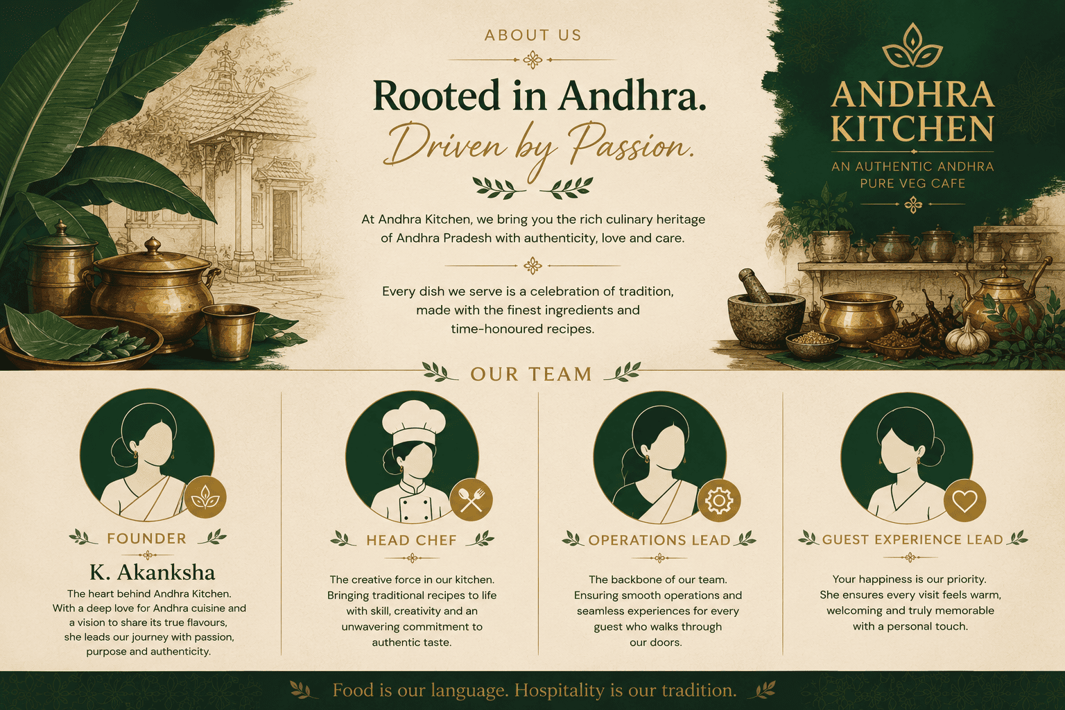 Warm hospitality team at Andhra Kitchen